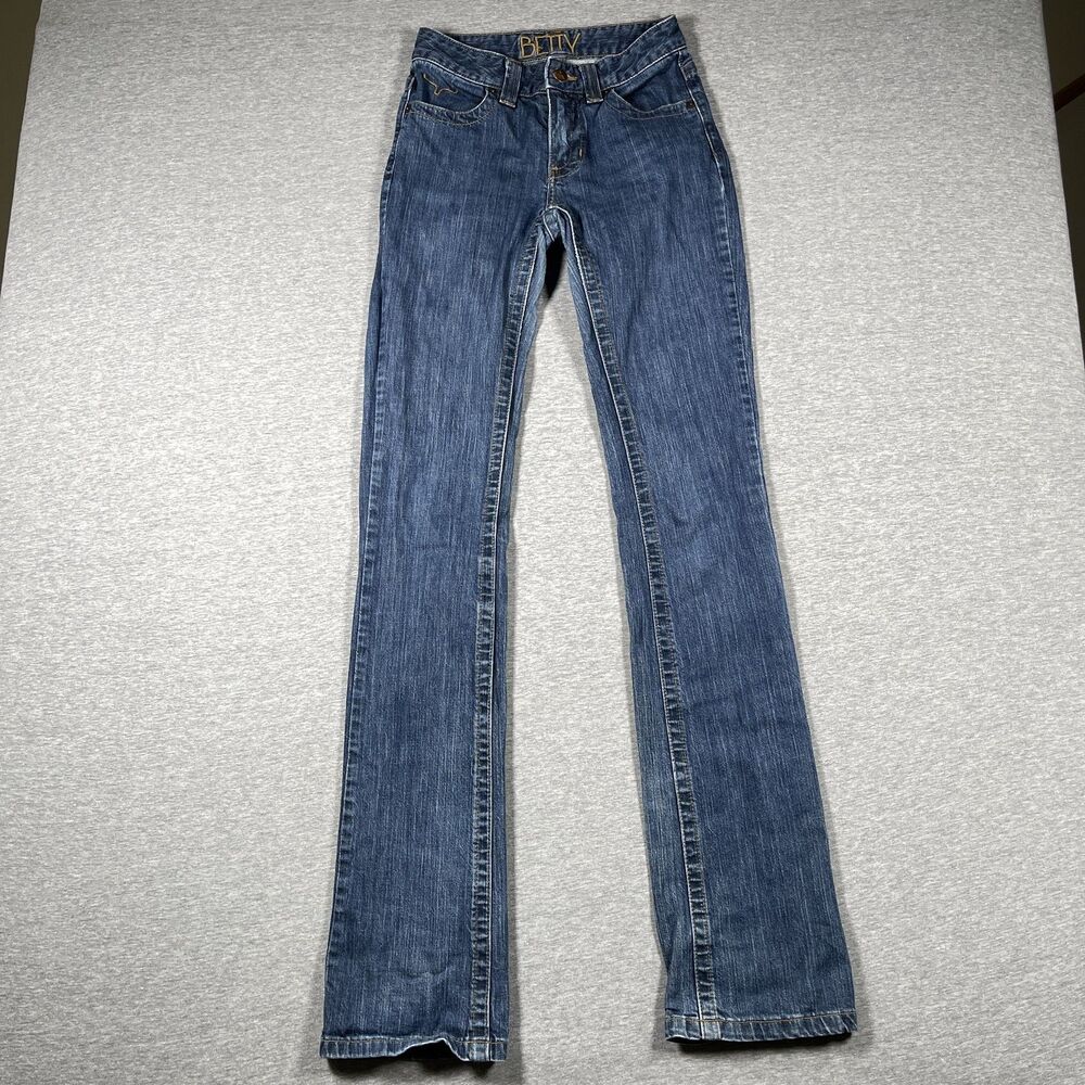 Kimes Ranch Betty Jeans Womens 00/36 Blue Bootcut Slim Fit Embroidered USA